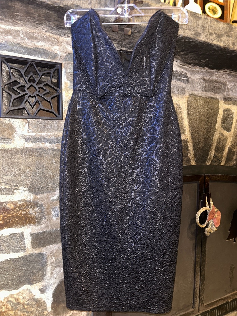 Vintage Windsor Black Deep Plunge Body Con Dress